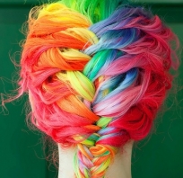 włosy, fryzura, kolorowe, warkocz, kolorowe włosy, tęcza, tęcza na włosach