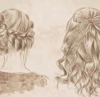 rysunek, włosy, fryzura, kokarda, dziewczyna