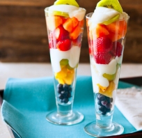 jogurt, owocowym, truskawki, owoce