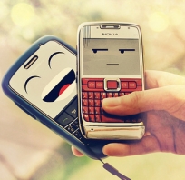 Blackberry, uroczy, twarzą, Nokia, Telefon, Smiley