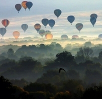 balony, widok, balon, krajobraz, piękne, romantyczne