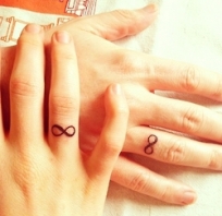 tatuaż, ręka, nieskończoność, palec, na palcu, wzór