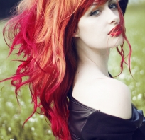 Dziewczyna, piękny, czerwony, śliczny, włosy, fotografia