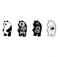 panda, grafika, zwierze
