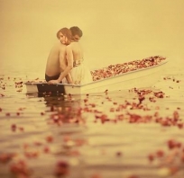 artystyczne, romantyczne, gry, miłosne, sexy, łódka, róże, para, w wodzie, chłopak, dziewczyna