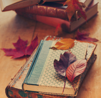 książka, jesień, notatnik, liście