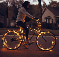 zdjęcie, fotografia, lampki, rower, pomysłowe, love