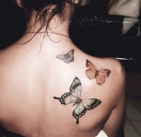 niesamowite, piękne, Motyl, tatuaż, plecy