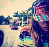 dziewczyna, miasto, auta, palmy, fotografia, hawaii, wakacje, lato