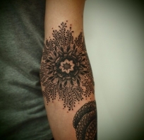 tatoo, tatuaż, etno, damski, jak henna, ręka, czarny