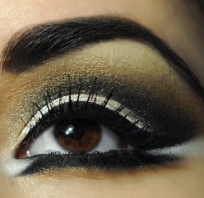 makeup, makijaż, oczy, kreski, czerń, biel, brązowe, oko, henna