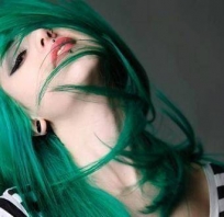 włosy, zielone, sexy, dziewczyna,