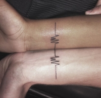 tatuaż, para, linia, życie