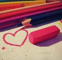 kredki, kolorowe, serce, miłość, kolory