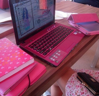 laptop, przybory, komputer, różowe, róż, kolor, kolory girl, woman, dziewczynka