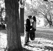 romantyczne, drzewo, pocałunek, romantyczne, love