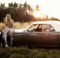 auto, kobieta, dziewczyna, lato, pole, urocze, zdjęcie, fotografia