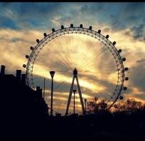 londyn, fotografia, zdjęcie, widok, diabelski młyn, karuzela, zachód, słońce, zachód słońca