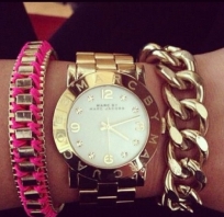 Zegarek, słodkie, różowe, bransoletki, moda