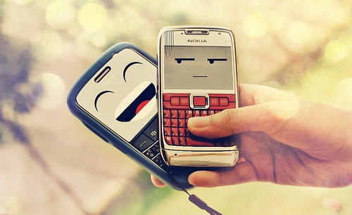 Blackberry, uroczy, twarzą, Nokia, Telefon, Smiley