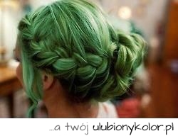 zielony, fryzura, włosy, moda, inspiracje