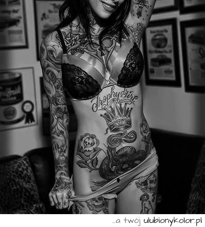 tatuaże, tattoo, tatuaż, na biuście, biust, róża, wąż, całe, ciało, wytatuowana, 