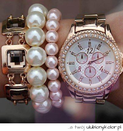 zegarek, biżuteria, perły, kobieta, kobiece,