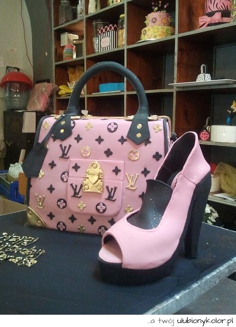 Louis, Vuitton, torba, buty, różowe, złote, czarne, dodatki