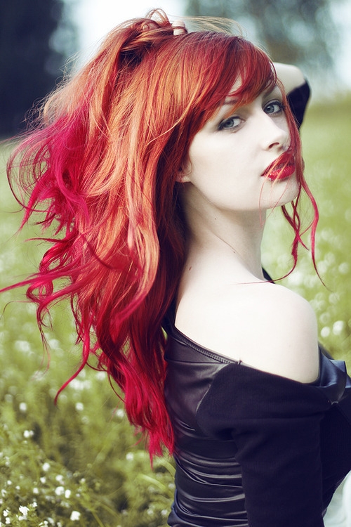 Dziewczyna, piękny, czerwony, śliczny, włosy, fotografia