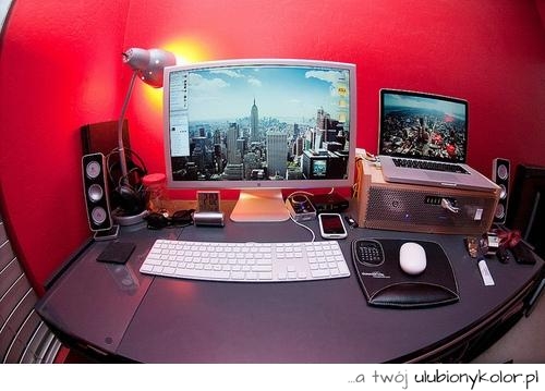 komputer, pokój, klimat, monitor, klawiatura, zdjęcie