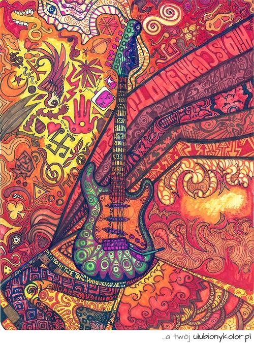 gitara, obraz, muzyka, love, peace, fredom, rock