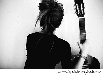 gitara, dziewczyna, love, miłość, włosy
