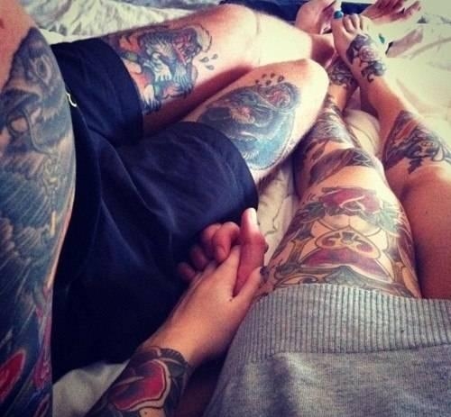 tatuaż, kobieta, mężczyzna, love, piękne