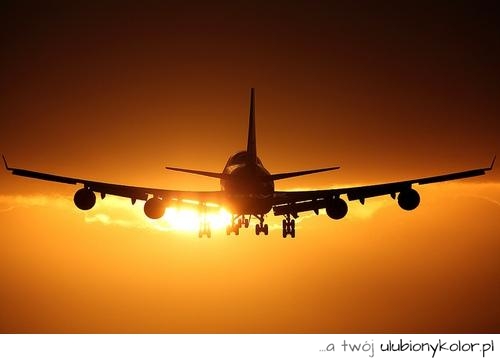 samolot, słońce, zachód, boeing, zdjęcie, fotografia