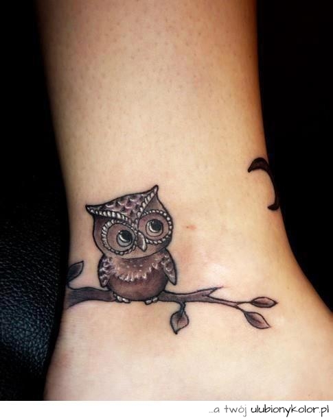 Tatuaż, mała sowa.