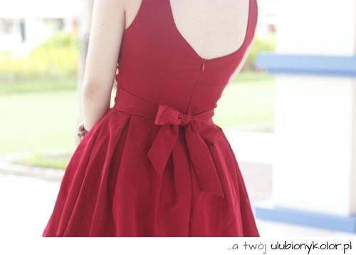 Sukienka, Red, Bow, Ribbon, Style, Moda 