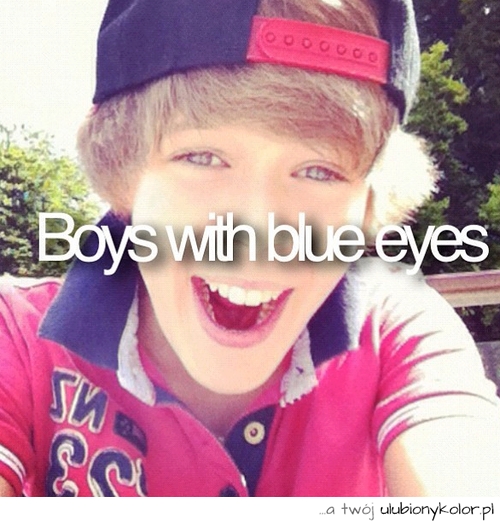 chłopak, fajny, niebieskie, oczy, uśmiechnięty, spojrzenie, boy