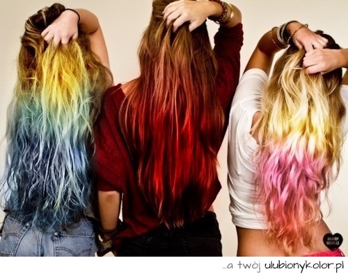 włosy, kolory, moda, dziewczyny, przyjaźń, 