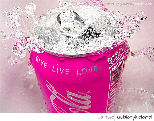 kola, cola, puszka, różowa, woda, love, live