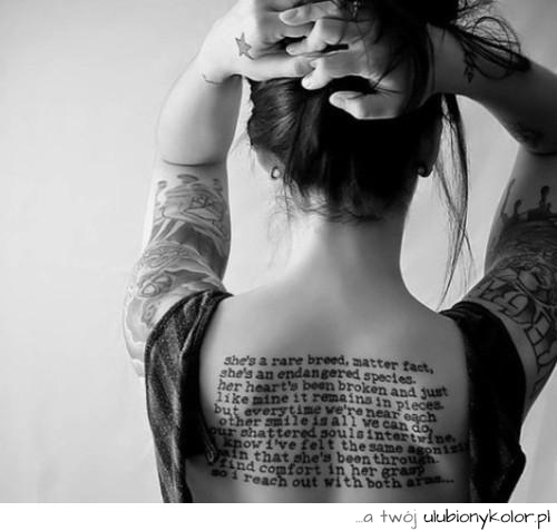 tatuaż, list, plecy, testament, życie, moda, styl, love, przemijanie