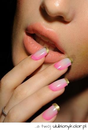 manicure, złoto, pastele, paznokcie, nails, french, sweet, love, girl, woman, makijaż