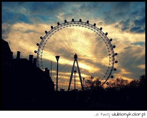 londyn, fotografia, zdjęcie, widok, diabelski młyn, karuzela, zachód, słońce, zachód słońca
